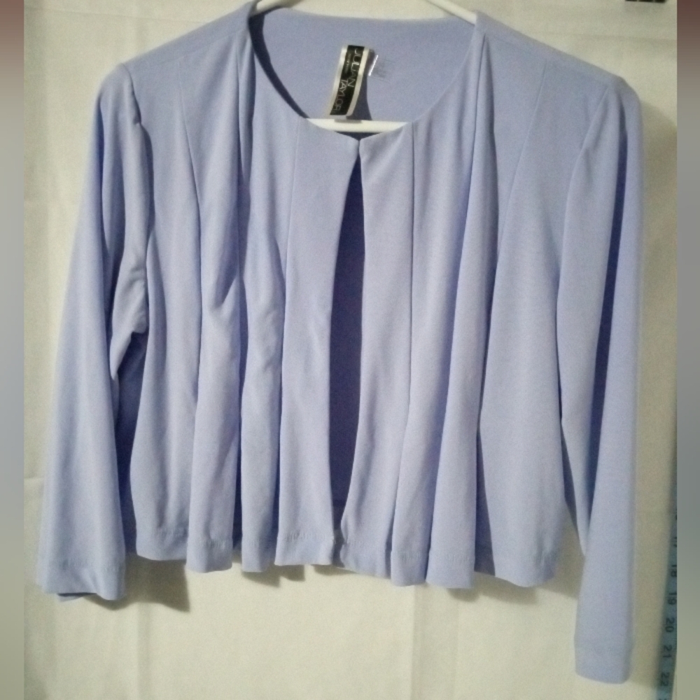 Julian Taylor Periwinkle Pleated Open Front Cardigan Sweater Shrug Size 10